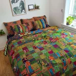 Upcycled Reversible African Tribal Patchwork Duvet Cover – 3 Pcs Set.
